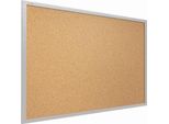Lavagna In Sughero Con Cornice Grigio In Legno 100X80 Cm, Bacheca Sughero Per Puntine Spille Memoboard