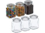 Relaxdays Set Di 6 Barattoli Con Coperchio 750 Ml