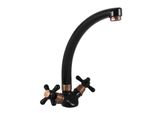 SlezáK-Rav Miscelatore Per Lavabo SlezáK Rav Morava Retro MK120/3CMATSM Colore: Nero Opaco/Ottone Vecchio, Dimensioni: 3/8''