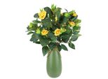 Kunstblume I.Ge.A. "KüNstlicher Rosenbusch In Vase", Gelb, B:26Cm H:38Cm L:24Cm, Polyester, Kunstpflanzen, Rosenstrauß Strauß Bouquet Seidenblumen Blumenstrauß Wildrosen