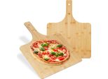 Relaxdays Buccia Per Pizza Xxl In Bambù, Set Di 2 Pezzi