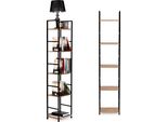 Libreria Moderna In Legno, Struttura In Metallo Loft 5 Ripiani