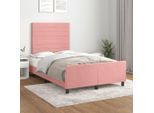 The Living Store Struttura Letto Con Testiera Rosa 120X200 Cm In Velluto