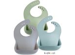 Kidkool Confezione Da 3 Bavaglini In Silicone Con Tasca - Bavaglino Per Bambini - Senza Bpa - Impermeabile - Facile Da Pulire, Lavabile In Lavastoviglie