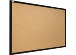Lavagna In Sughero Con Cornice Nero In Legno 90X60Cm, Bacheca Sughero Per Puntine Spille Memoboard