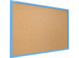 Lavagna In Sughero Con Cornice Azzurra In Legno 120X90Cm, Bacheca Sughero Per Puntine Spille Memoboard