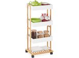 Carrello Di Servizio Relaxdays In Bambù Con 4 Ripiani
