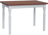 Tavolo Bianco Ii In Legno Di Pino Massiccio Con Piano In Colore Calvados 100 X 60 Cm