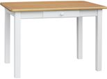 Tavolo Bianco Con Cassetto In Legno Di Pino Massiccio Con Piano In Colore Ontano 100 X 60 Cm