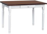 Tavolo Bianco Ii Con Cassetto In Legno Di Pino Massiccio Con Piano In Colore Noce 100 X 60 Cm
