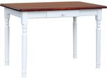 Tavolo Bianco Ii Con Cassetto In Legno Di Pino Massiccio Con Piano In Colore Calvados 100 X 60 Cm