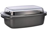 Teglia In Alluminio Fuso 39 X 22 Cm Con Coperchio In Vetro - 5,6 L - Casseruola In Metallo Con Rivestimento Antiaderente - Casseruola Da Portata Casseruola Lavabile In Lavastoviglie