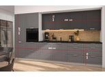 Mobile Cucina Kvantum 360Cm Frontali Bianchi Mdf Grigio Polvere Grahpit Opaco Estensione Parziale