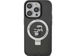 Karl Lagerfeld Klhmp13Lhmrskck Custodia Rigida Per Iphone 13 Pro 6.1 Czarny/Nero Supporto Ad Anello Karl&Choupettte Magsafe