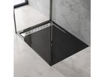 Doporro Piatto Doccia Con Piletta 80X120X5Cm, Piatto Doccia Xetro04 In Acrilico Incl. Piletta Di Scarico (AL02), Forma: Rettangolare, Nero