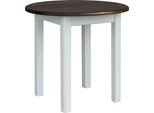 Tavolo Rotondo Bianco In Legno Di Pino Massiccio Con Piano In Colore Noce 90 Cm