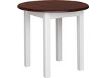Tavolo Rotondo Bianco In Legno Di Pino Massiccio Con Piano In Colore Calvados 90 Cm