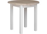 Tavolo Rotondo Bianco Con Cassetto In Legno Di Pino Massiccio Con Piano Non Laccato 90 Cm