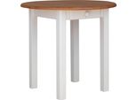 Tavolo Rotondo Bianco Con Cassetto In Legno Di Pino Massiccio Con Piano In Colore Ontano 90 Cm