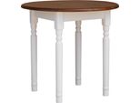 Tavolo Rotondo Bianco Ii In Legno Di Pino Massiccio Con Piano In Colore Rovere 90 Cm