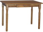 Tavolo Ii Con Cassetto In Legno Massiccio Di Pino Nel Colore Rovere 130 X 70 Cm