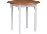 Tavolo Rotondo Bianco Ii In Legno Di Pino Massiccio Con Piano In Colore Ontano 90 Cm