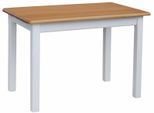 Tavolo Bianco In Legno Di Pino Massiccio Con Piano Di Colore Ontano 130 X 70 Cm