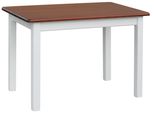 Tavolo Bianco In Legno Di Pino Massiccio Con Piano Di Colore Calvados 130 X 70 Cm