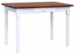 Tavolo Bianco Ii Con Cassetto In Legno Di Pino Massiccio Con Piano In Colore Calvados 130 X 70 Cm