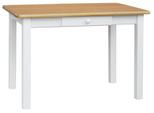 Tavolo Bianco Con Cassetto In Legno Di Pino Massiccio Con Piano In Colore Ontano 130 X 70 Cm