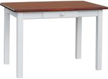 Tavolo Bianco Con Cassetto In Legno Di Pino Massiccio Con Piano In Colore Calvados 130 X 70 Cm