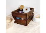 Creative Deco Set 3 X Cassetta In Marrone Venge | 30 X 20 X 15 Cm | Cassetta Stile Vintage Shabby Per La Decorazione Diy | Porta Oggetti Portafrutta