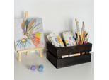 Creative Deco Set 3 X Cassetta Nera In Legno | 30 X 20 X 15 Cm | Cassetta Di Legno In Stile Vintage, Shabby | Scatola Porta Oggetti, Portafrutta