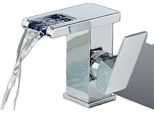 Miscelatore Per Lavabo, Tecnologia Idroelettrica A Led, Design A Cascata, Cromo