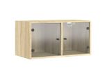 Vidaxl Armadio A Muro Con Ante In Vetro Rovere Sonoma 68,5X37X35 Cm