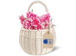 Creative Home Bianco Cestino In Vimini Piccolo Con Manico | Cesto Di Pasqua 22X22X26Cm | Intrecciato A Mano | Cesto Pasquale, Regalo Portaoggetti