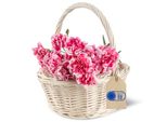 Creative Home Bianco Cestino In Vimini Piccolo Con Manico | Cesto Di Pasqua 22X22X26Cm | Intrecciato A Mano | Cestino Regalo Portaoggetti | Pasquale