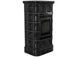 Inserto Camino In Acciaio Kratki Blanka 8 Kw Ø 160 Rivestimento Nero Piastrelle Nere