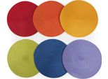 Excelsa Set Di 6 Tovagliette Rotonde In Plastica D36 Colorate