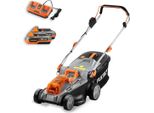 Fuxtec Tagliaerba Elettrico A Batteria 40V (2X20V) E2RM43 Set Batterie E Caricabatterie - Larghezza Di Taglio 43Cm, Altezza Di Taglio Variabile, Tosaerba A Batteria, Senza Fili