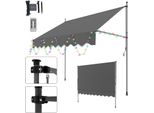 Jopassy Tenda Da Sole A Morsetto Con Led Tenda Da Sole Per Balcone Regolabile In Altezza Tenda Da Sole Senza Foratura Per Terrazza Balcone 300Cm Grigio