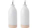 Kitchencraft Idilica Tegami Per Olio E Aceto In Gres, Set Di 2 Tegami Per Olio E Aceto In Ceramica Con Base Non Smaltata, Crema, 450Ml
