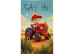 Detexpol Asciugamano Bambino 30X50 Trattore Rosso Cotone Bambino Colorato 17T