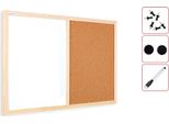 Lavagna Magnetica E In Sughero 60X40 Cm Combi Con Cornice In Legno + Accessori