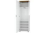Dmora Armadio Multiuso 1 Anta Tani 40X190H Cm Bianco Bianco Lucido, Appendiabiti Apertura Battente Italy