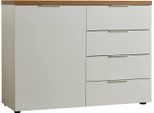 Dmora Credenza Bagwis 43X120X89H Cm Bianco Lucido, 4 Cassetti 3 Vani Italy