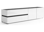 Dmora Mobile Porta Tv Basico 47X180X42.6H Cm Nero Lucido, 2 Ante Italy