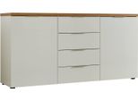 Dmora Credenza Satriano 43X180X89H Cm Bianco, 4 Cassetti 6 Vani Italy