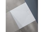 Doporro Piatto Doccia Rettangolare 90X100 Cm In Resina Minerale Bianco Effetto Pietra, Ultrasottile H 3 Cm, Scarico Laterale Con Piletta Inclusa šC Geoma07