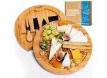 Blauke Tagliere Per Formaggi In Legno Di Bambù Set Per Formaggio Con Tagliere E 4 Coltelli In Acciaio Per Formaggi